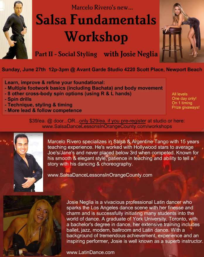 Marcelo Rivero and Josie Neglia at Avant Garde Ballroom for Salsa fundamentals workshop